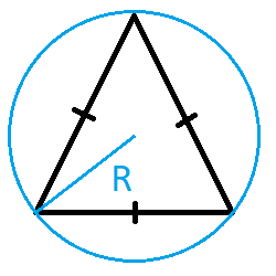 площадь равностороннего треугольника через радиус описанной окружности
